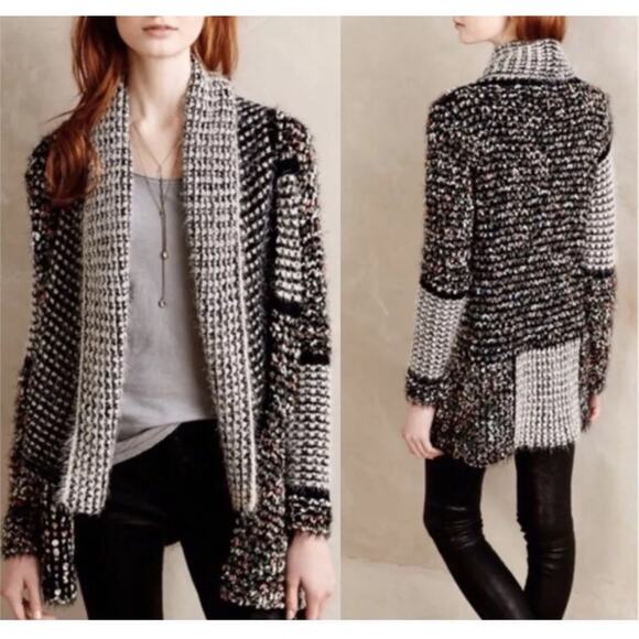 La Fee Verte Anthropologie Oona Confetti Chunky Popcorn Cardigan Sweater Sz L - Picture 1 of 9